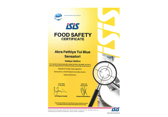 Akra Fethiye Sertifikalarımız Food Safety2