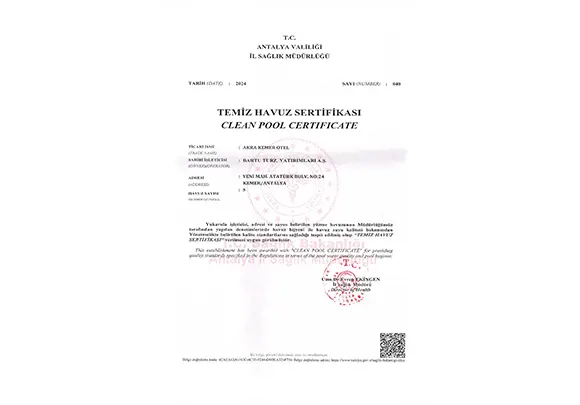 Akra Kemer Sertifika Card