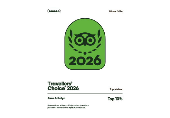 Tripadvisor Travelers Choice Awards Winner 2026 Akra Antalya